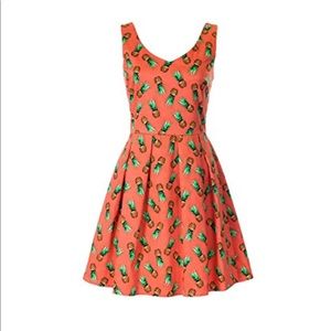 NWOT Vintage Style Pineapple Print A Line Dress